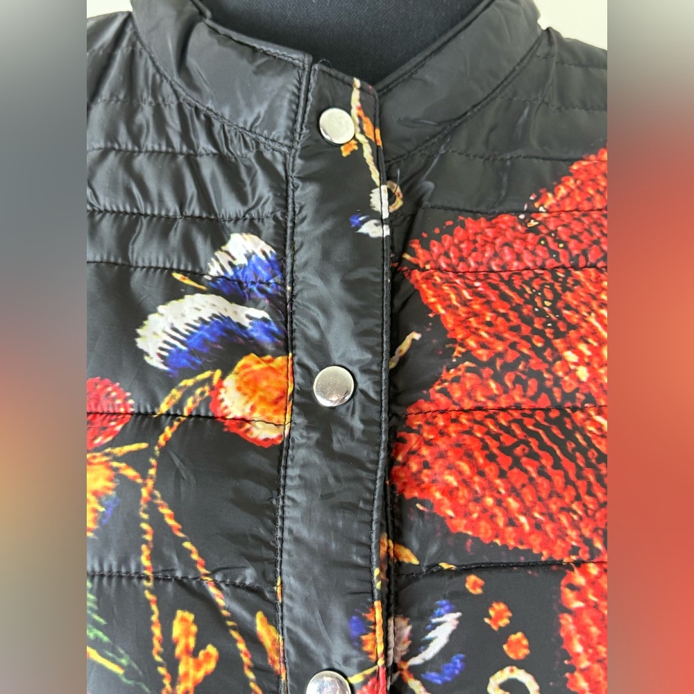 Desigual Floral Puffer Snap On Vest-XL - Picture 5 of 9